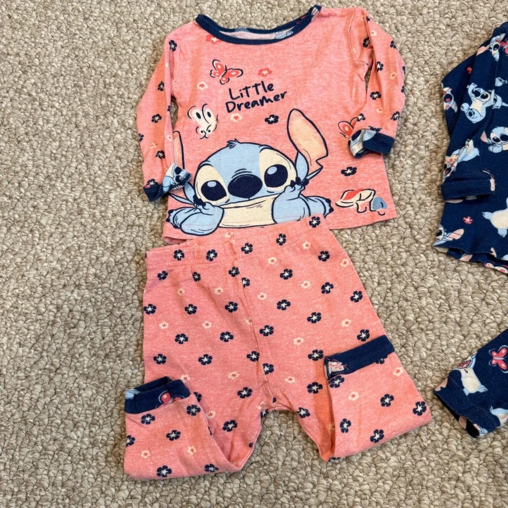 Disney Stitch‎ Pajamas 4 Piece Set Size 12 Months Little Dreamer Girls